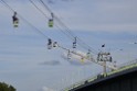 Koelner Seilbahn Gondel blieb haengen Koeln Linksrheinisch P553